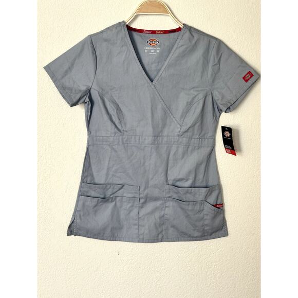 NWT Dickies Women’s XS Gray Scrub Top – EDS Signature V-Neck – Medical Uniform - Picture 1 of 12